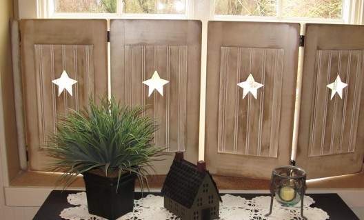 Primitive Wood Country Window Shutters 